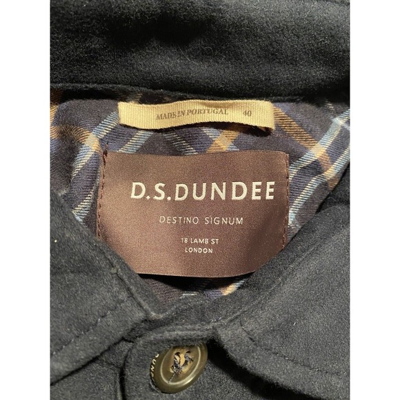 DS Dundee Mens Navy Blue Cotton Jacket Button Down Shirt Pocket 40 Contrast Cuff - Picture 7 of 15